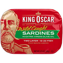 Load image into Gallery viewer, King Oscar Sardines Extra Virgin Olive Oil, 3.75-Ounce Cans (Pack of 12)
