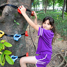 Load image into Gallery viewer, 12 Ninja Tree Climbing Holds for Kids Climber, Adult Climbing Rocks with 6 Ratchet Straps for Outdoor Ninja Warrior Obstacle Course Training
