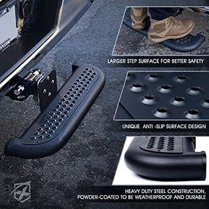 Xprite Large Size Trailer Tow Hitch Steps with Hitch Locks & Tightener, 2 Inch Towing Receiver Plug Universal Fits Pickup Truck SUV Vans, Heavy Duty Rear Bumper Guard Protector