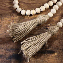 Load image into Gallery viewer, LIOOBO Wood Bead Garland Farmhouse Rustic Country Beads Holiday Decoration Wall Hanging Prayer Beads
