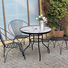 Load image into Gallery viewer, Tangkula 32" Outdoor Patio Table Round Steel Frame Tempered Glass Top Commercial Party Event Furniture Conversation Coffee Table for Backyard Lawn Balcony Pool with Umbrella Hole
