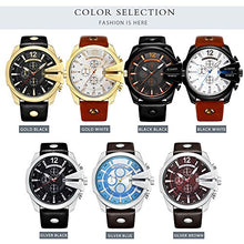 Load image into Gallery viewer, Men Watches Luxury Date Gold Male Fashion Leather Strap Outdoor Casual Sport Wristwatch with Big Dial (Gold Black)
