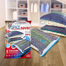 Load image into Gallery viewer, Spacesaver Premium Vacuum Storage Bags. 80% More Storage! Hand-Pump for Travel! Double-Zip Seal and Triple Seal Turbo-Valve for Max Space Saving! (Large 5 Pack)
