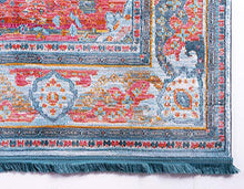 Load image into Gallery viewer, Unique Loom Baracoa Collection Bright Tones Vintage Traditional Light Blue Area Rug (5' 5 x 8' 0)
