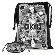 Load image into Gallery viewer, Halloween Spooky Skeleton Trick or Treat Bag and Matching Cloth Kids Face Mask Bundle - Cute, Scary, Washable &amp; Reusable - Breathable Cotton Inner, Poly Outer - Trick or Treating Safety Fashion Mask
