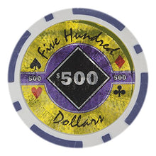 Load image into Gallery viewer, Brybelly Black Diamond Poker Chip Heavyweight 14-Gram Clay Composite – Pack of 50 ($500 Purple)
