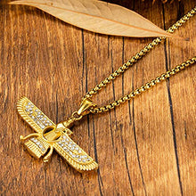 Load image into Gallery viewer, Nsitbbuery Hip Hop Farvahar Stainless Steel Zoroastrian Tag Pendant Stainless Steel Chain Necklace
