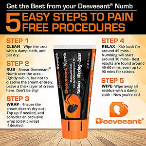 Deeveeant Numbing Cream Lidocaine Anesthetic (2oz/56g) Topical Pain Relief - Tattoos, Laser, Waxing, Microblading, Microneedling USA Made - Child Resistant Cap