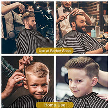 Load image into Gallery viewer, Professional Barber Salon Cape Haircut Cloth Apron Hairdresser Hair Cutting Cover Home Barber Supplies for Adults Men Women Kids Family, 55"x63" (Black-Stripe)
