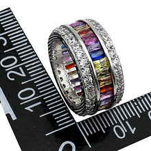 Load image into Gallery viewer, Hermosa Womens Rings Multicolor Cubic Zirconia Rainbow Ring Created-Gemstone Silver Ring Sizes 6 to 12 (7)
