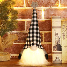 Load image into Gallery viewer, EDLDECCO Christmas Gnome with Light Timer 12 Inches Set of 2 Plaid Buffalo Check Nisse Figurine Plush Swedish Nordic Tomte Scandinavian Elf X'Mas Holiday Party Home Decor Ornaments (Red &amp; Black)
