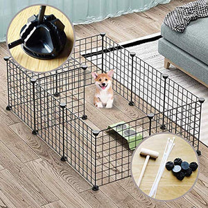 ALLISANDRO Small Pet Playpen, Small Animal Cage for Indoor Outdoor Use, Portable Metal Wire Yard Fence for Small Animal, Puppy, Kitten, Guinea Pigs, Bunny, Turtle, Hamster, 12 Panels, 13.8x13.8 Inches