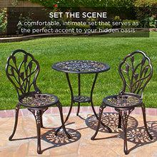 Load image into Gallery viewer, Best Choice Products 3-Piece Outdoor Rust-Resistant Cast Aluminum Patio Bistro Set w/Tulip Design, Copper
