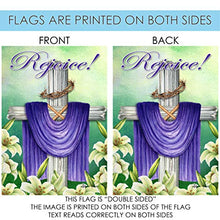 Load image into Gallery viewer, Toland Home Garden 1012304 Rejoice Cross 28 x 40 Inch Decorative, (28" x 40"), Double Sided House Flag
