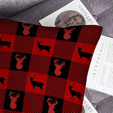 Load image into Gallery viewer, Hexagram Red Buffalo Check Plaid Christmas Pillow Cover 18x18,Cotton Line Christmas Throw Pillow Cover Farmhouse Christmas Decor for Home Couch,Winter Holiday Pillow Cover
