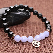 Load image into Gallery viewer, COAI Womens Lotus Tourmaline Blue Lace Agate Stone Bracelet
