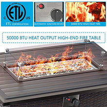 Load image into Gallery viewer, Gotland 8 Piece Outdoor Patio Furniture Set with Gas Fire Pit Table Patio Furniture Sectional Sofa w/43in Propane Fire Pit, 50,000 BTU Auto-Ignition Firepit w/Glass Wind Guard (Dark Blue)
