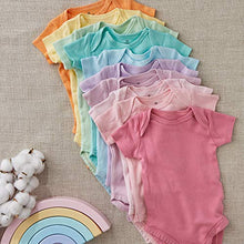 Load image into Gallery viewer, HonestBaby 10-Pack Organic Cotton Short Sleeve Bodysuits, Rainbow Girl, Newborn

