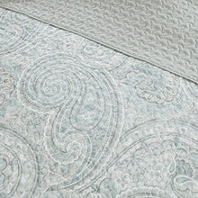Load image into Gallery viewer, Comfort Spaces Paisley Design, Double Sided Quilting All Season, Lightweight, Coverlet Bedspread Bedding Set, Matching Shams, King/California King (104 in x 90 in), Kashmir, Blue/Grey
