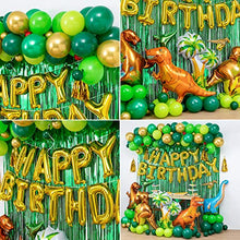 Load image into Gallery viewer, Dinosaur Birthday Party Decorations&amp;Balloons Arch Garland Kit(Gold,Green),Dinosaurs Balloons,Happy Birthday Balloons,Curtains,for Dino Themed Kid's Party,Shower,Celebration.
