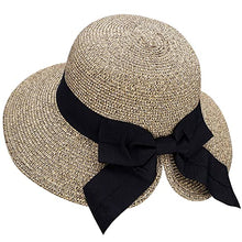 Load image into Gallery viewer, Verabella Sun Hat Womens Wide Brimed Floppy Hat Women's Hats UPF 50+ Foldable/Packable Straw Sun Beach Hat Pool Hat Straw Hat Women for Vacation, Beige/Coffee
