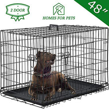 Load image into Gallery viewer, Vnewone Large Dog Crate Dog Cage Medium Dog Kennel Animal Pet Crate Pet Cage Metal Wire Double Door Folding Fully Equipped Outdoor Indoor with Plastic Tray and Handle (48")
