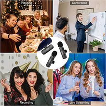 Load image into Gallery viewer, Wireless Lavalier Microphone for iPhone iPad, Plug-Play Wireless Mic for Recording, Live Stream, YouTube, TikTok, Facebook, Noise Reduction Auto-Sync
