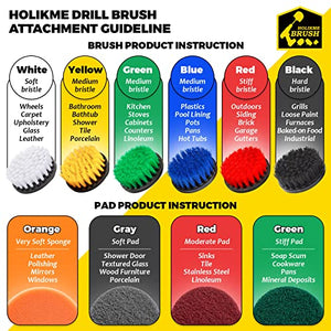 Holikme 20Piece Drill Brush Attachments Set, Scrub Pads & Sponge, Buffing Pads, Power Scrubber Brush with Extend Long Attachment, Car Polishing Pad Kit