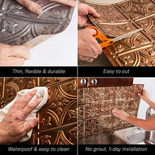 Load image into Gallery viewer, FASÄDE Traditional Style/Pattern 6 Decorative Vinyl 18in x 24in Backsplash Panel in Moonstone Copper (5 Pack)
