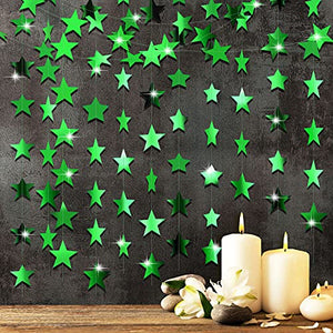 130 Feet Glitter Star Paper Garland Banner Hanging Decoration for Graduation Class of 2022 Congrats Grad Wedding Birthday Festival Party Decoration (Green)