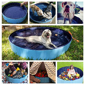Jasonwell 1 PCS Foldable Dog Pool Collapsible Dog Pet Pool Bathing Tub Kiddie Pool Size L And 1 PCS Sprinkler for Kids Splash Pad Play Mat 60" Baby Wading Pool Summer Outdoor Water Toys Kids Sprinkler