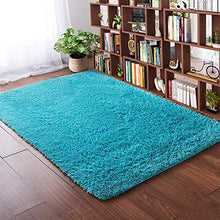 Load image into Gallery viewer, Softlife Fluffy Area Rugs for Bedroom 4&#39; x 5.3&#39; Shaggy Floor Carpet Cute Rug for Girls Kids Living Room Nursery Home Decor, Turquoise Blue
