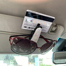 Load image into Gallery viewer, JOJOY LUX 2 PCS Car Glasses Holder Universal Car Visor Sunglasses Holder Clip Bling Bling Eyeglasses Hanger and Ticket Card Clip Eyeglasses Mount for Car
