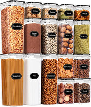 Load image into Gallery viewer, PRAKI Airtight Food Storage Container Set, 16 Pcs BPA Free Plastic Dry Food Canisters for Kitchen Pantry Organization and Storage Ideal for Cereal, Flour &amp; Sugar - Labels, Marker(Black)
