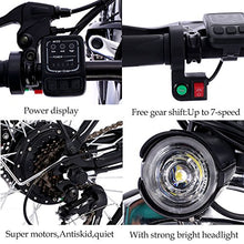 Load image into Gallery viewer, Aceshin 20" Folding Electric Bike with 36V 250W Removable Large Capacity Lithium-Ion Battery, 7 Speed Gear and Three Working Modes Electric Bicycle (White)
