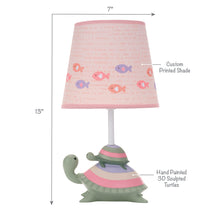 Load image into Gallery viewer, Lambs &amp; Ivy Sea Dreams Turtles Nursery Lamp with Shade &amp; Bulb - Pink
