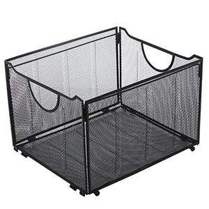 Modern Black Metal Mesh File Box/Foldable Storage Crate/Home Office Folder Holder Organizer Rack