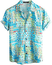 Load image into Gallery viewer, VATPAVE Mens Floral Hawaiian Shirts Short Sleeve Button Down Beach Shirts X-Large Sky Blue
