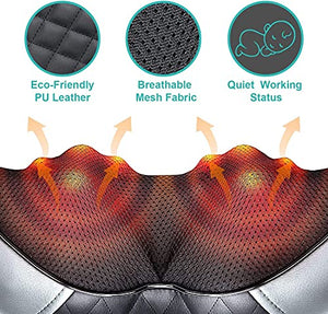 Medcursor Neck Shoulder Massager with Heat, Electric Shiatsu Back Massage Device, Portable Deep Tissue 3D Kneading Pillow for Muscle Pain Relief, Home, Office, Car Use - Ideal Gifts