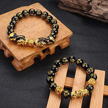 Load image into Gallery viewer, CASSIECA 8Pcs Feng Shui Good Luck Bracelets for Men Women Feng Shui Black Obsidian Wealth Bracelet Adjustable Elastic Attract Wealth Money Pi Xiu Bracelet with Gift Bag
