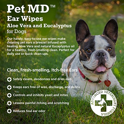 Load image into Gallery viewer, Pet MD - Dog Ear Cleaner Wipes - Otic Cleanser for Dogs to Stop Ear Itching, and Infections with Aloe and Eucalyptus - 100 Count