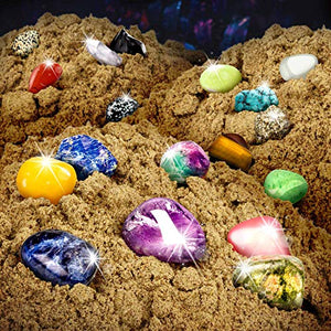 XXTOYS Jumbo Gems Dig Kit - Dig Up 18 Real Gemstones for Kids - Rocks and Minerals, Crystals Mining Science Kits Great Geology Archeology Gift for Boys & Girls Educational STEM Toys