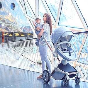 Baby Stroller 360 Degree Rotation Function,Hot Mom Baby Carriage Pu Leather Pushchair Pram 2020,Grey