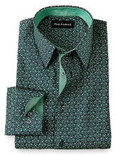 Load image into Gallery viewer, Paul Fredrick Men's Classic Fit Non-Iron Cotton Deco Dress Shirt Black/Green 20.0/37 DWS020B
