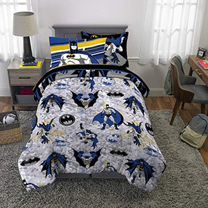 Franco Kids Bedding Super Soft Comforter and Sheet Set with Sham, 5 Piece Twin Size, Batman