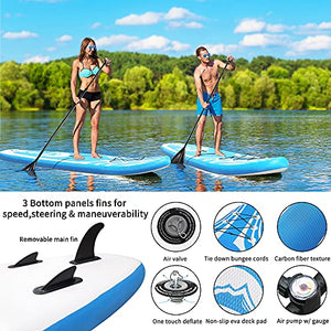 LBW Inflatable Stand Up Paddle Board SUP Paddleboard with Premium SUP Accessories & Waterproof Backpack, Adjustable 3 Pieces Paddle, Non-Slip Deck, Youth & Adult ISUP