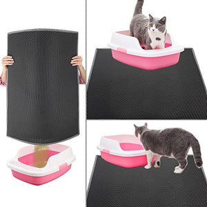 Pieviev Cat Litter Mat Double Layer Waterproof Urine Proof Trapping Mat (30''X24'', Grey)