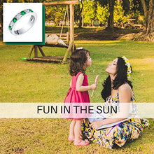 Load image into Gallery viewer, Sterling Silver Simulated Emerald Milgrain Half Eternity Ring Band Size 5
