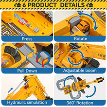 Load image into Gallery viewer, Construction Excavator Toy Truck for Boys 3 4 5 6 7 Years Old, Engineering Vehicles with 2 Tower Crane and Small Bulldozer Cement Mixer Dump Truck, Christmas Birthday Gift for Kids

