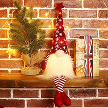 Load image into Gallery viewer, EDLDECCO Christmas Gnome with Light Timer 27 Inches Set of 2 Knitted Hat Nisse Figurine Plush Swedish Nordic Tomte Scandinavian Elf X'Mas Holiday Party Home Decor Ornaments (Red &amp; Grey)
